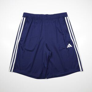 Adidas‎ Men's Train Essentials Pique 3 Stripes Zip Pocket Shorts Blue Size L